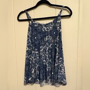 Blue Paisley Spaghetti-Strap Tank Top